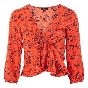 Topshop red floral blouse